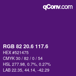 カラーコード: RGB 82 20.6 117.6 | qconv.com