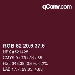 カラーコード: RGB 82 20.6 37.6 | qconv.com