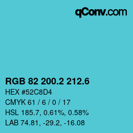 カラーコード: RGB 82 200.2 212.6 | qconv.com