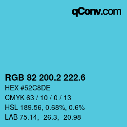 カラーコード: RGB 82 200.2 222.6 | qconv.com
