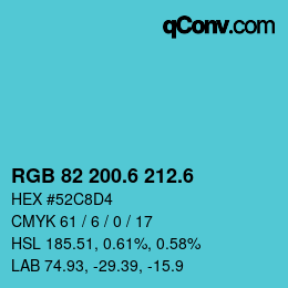 カラーコード: RGB 82 200.6 212.6 | qconv.com