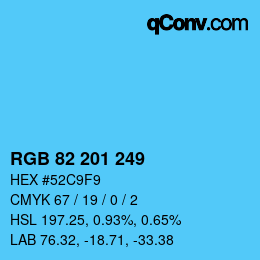 Color code: RGB 82 201 249 | qconv.com