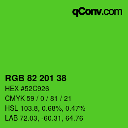 Color code: RGB 82 201 38 | qconv.com