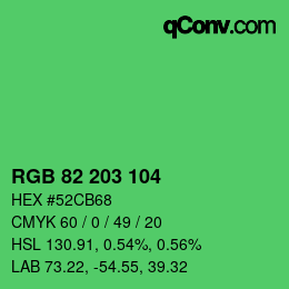 Color code: RGB 82 203 104 | qconv.com