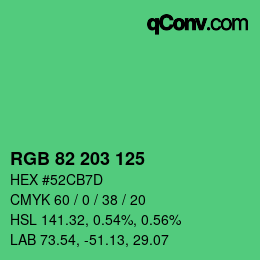 Código de color: RGB 82 203 125 | qconv.com