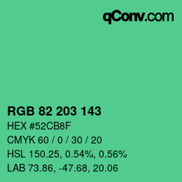 Color code: RGB 82 203 143 | qconv.com