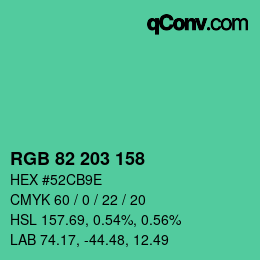 Color code: RGB 82 203 158 | qconv.com