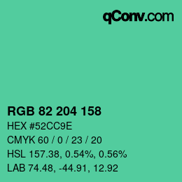 Color code: RGB 82 204 158 | qconv.com