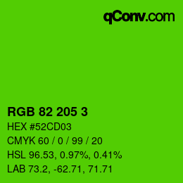 カラーコード: RGB 82 205 3 | qconv.com