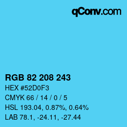 Color code: RGB 82 208 243 | qconv.com