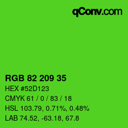 Farbcode: RGB 82 209 35 | qconv.com