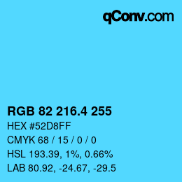 カラーコード: RGB 82 216.4 255 | qconv.com