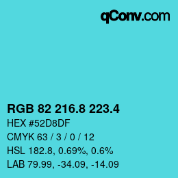 カラーコード: RGB 82 216.8 223.4 | qconv.com