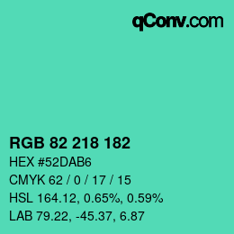 Color code: RGB 82 218 182 | qconv.com