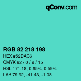 颜色代码: RGB 82 218 198 | qconv.com