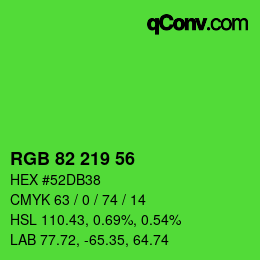 颜色代码: RGB 82 219 56 | qconv.com