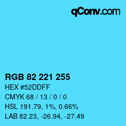 颜色代码: RGB 82 221 255 | qconv.com