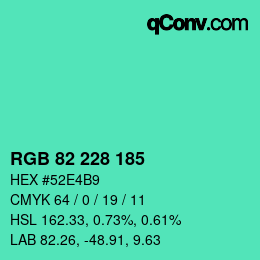 Color code: RGB 82 228 185 | qconv.com