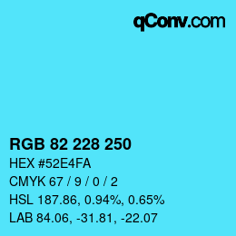 Color code: RGB 82 228 250 | qconv.com