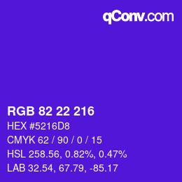 カラーコード: RGB 82 22 216 | qconv.com