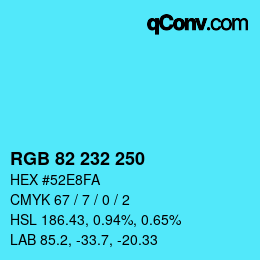 Color code: RGB 82 232 250 | qconv.com
