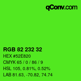 Color code: RGB 82 232 32 | qconv.com
