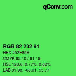 Color code: RGB 82 232 91 | qconv.com
