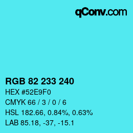 Color code: RGB 82 233 240 | qconv.com
