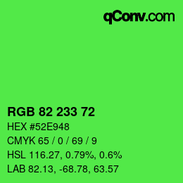 Color code: RGB 82 233 72 | qconv.com