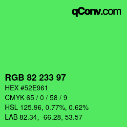Color code: RGB 82 233 97 | qconv.com