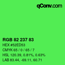 颜色代码: RGB 82 237 83 | qconv.com