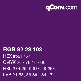 Color code: RGB 82 23 103 | qconv.com