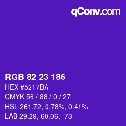 Color code: RGB 82 23 186 | qconv.com
