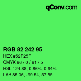 カラーコード: RGB 82 242 95 | qconv.com