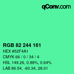 カラーコード: RGB 82 244 161 | qconv.com