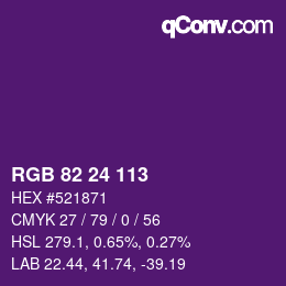 Color code: RGB 82 24 113 | qconv.com