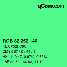 Code couleur: RGB 82 252 140 | qconv.com