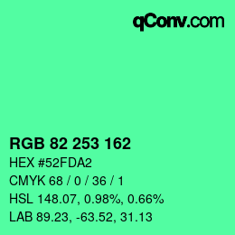 Color code: RGB 82 253 162 | qconv.com