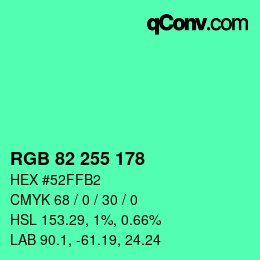 Color code: RGB 82 255 178 | qconv.com