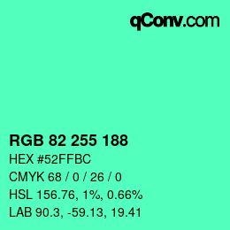 Color code: RGB 82 255 188 | qconv.com