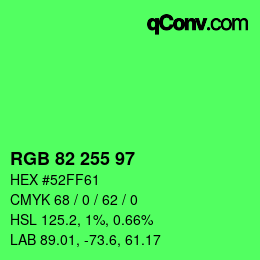 Color code: RGB 82 255 97 | qconv.com