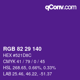 Farbcode: RGB 82 29 140 | qconv.com