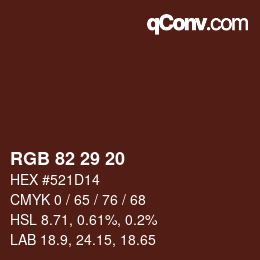 Color code: RGB 82 29 20 | qconv.com