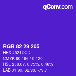 Color code: RGB 82 29 205 | qconv.com