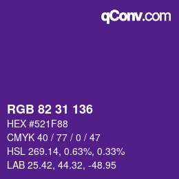 Color code: RGB 82 31 136 | qconv.com