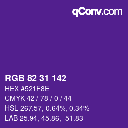 Color code: RGB 82 31 142 | qconv.com