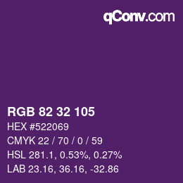 カラーコード: RGB 82 32 105 | qconv.com