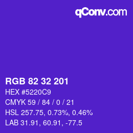 Color code: RGB 82 32 201 | qconv.com