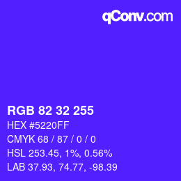 Color code: RGB 82 32 255 | qconv.com