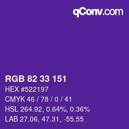 Color code: RGB 82 33 151 | qconv.com